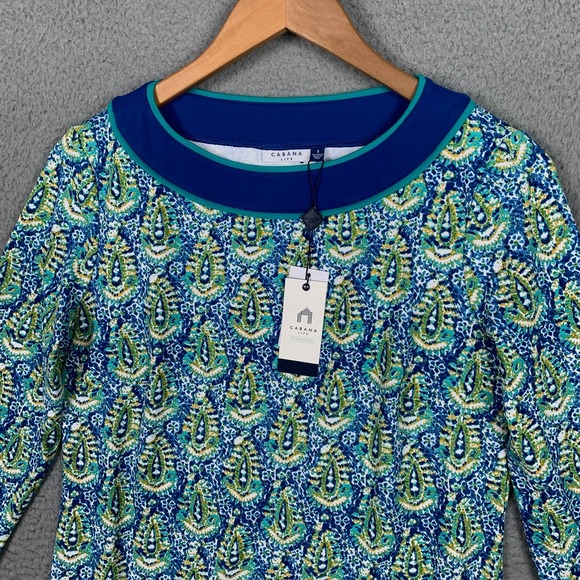 Cabana Life Palmetto Bluff Shift Dress Size Small Blue/Green Paisley UPF 50+ NWT - Picture 2 of 13